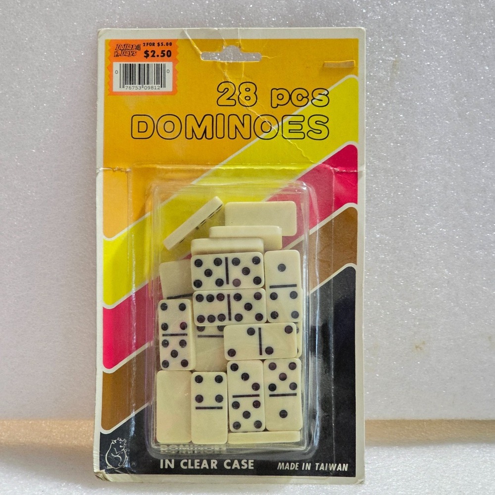 Vintage Dominoes 28 pcs in Clear Case Made in Taiwan New NOS